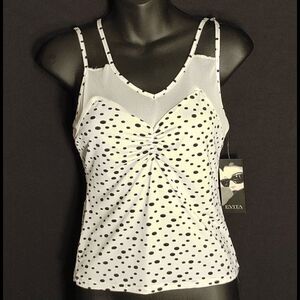 LADIES EVITA POLKA DOT STRETCH TANK TOP
